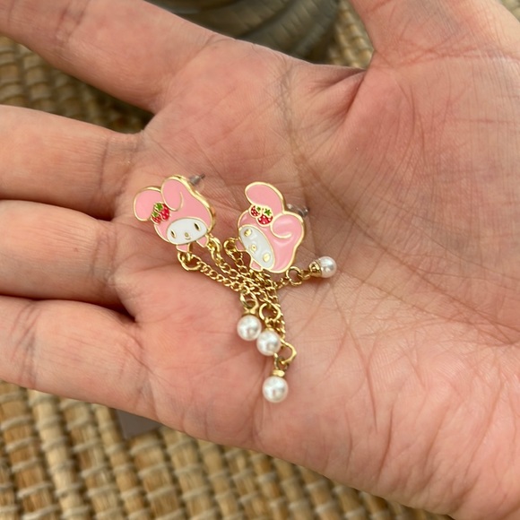 My melody strawberry earrings pink girly Sanrio - Picture 2 of 2